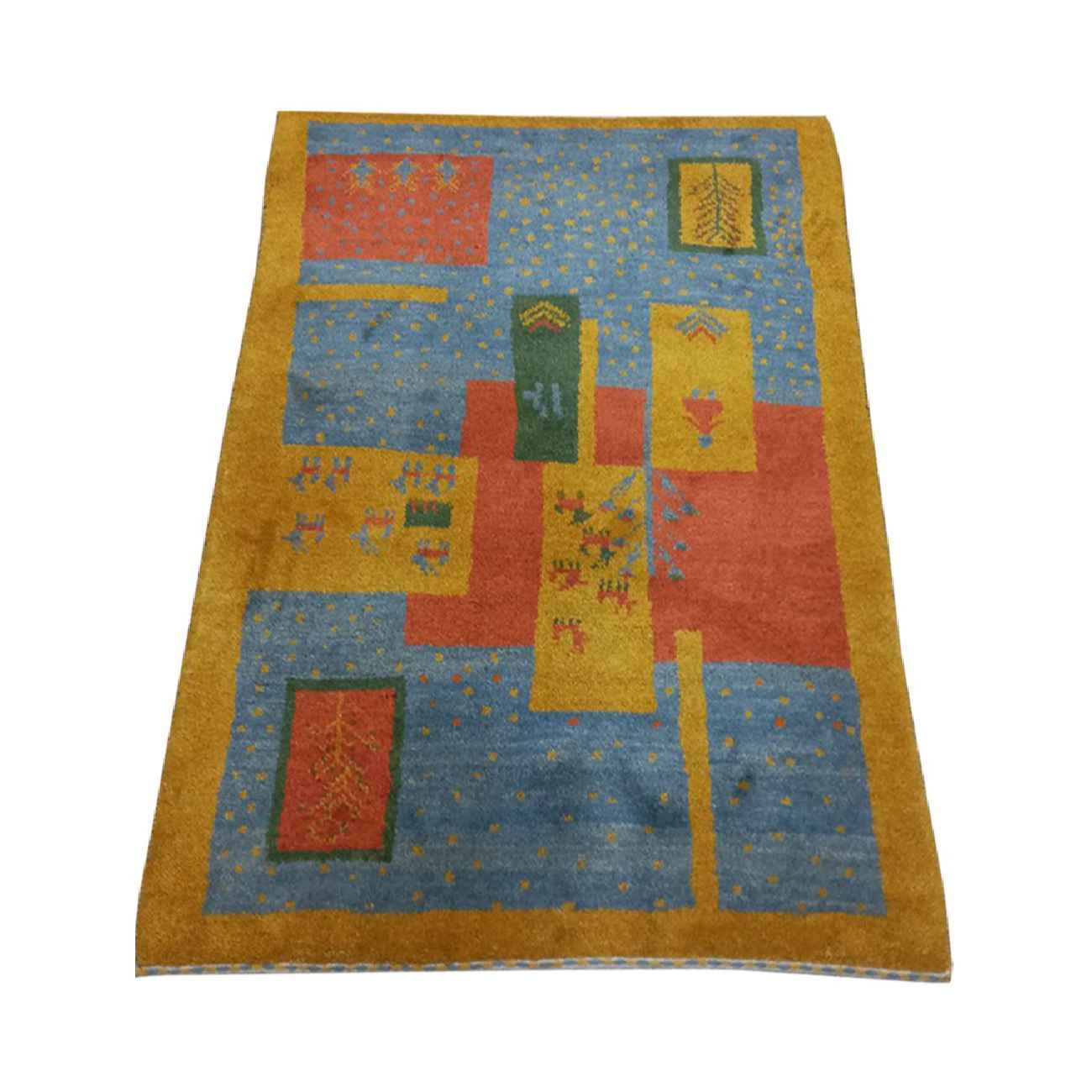 Tapis en laine Gabbeh persan tissé à la main design animal