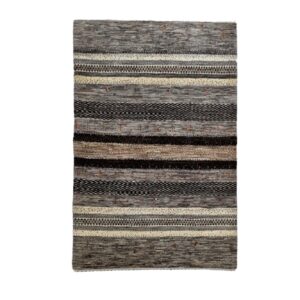 Tapis en laine Gabbeh persan tissé à la main rayé marron