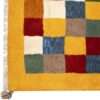 Tapis en laine Gabbeh persan tissé à la main en Fars à carreaux jaunes
