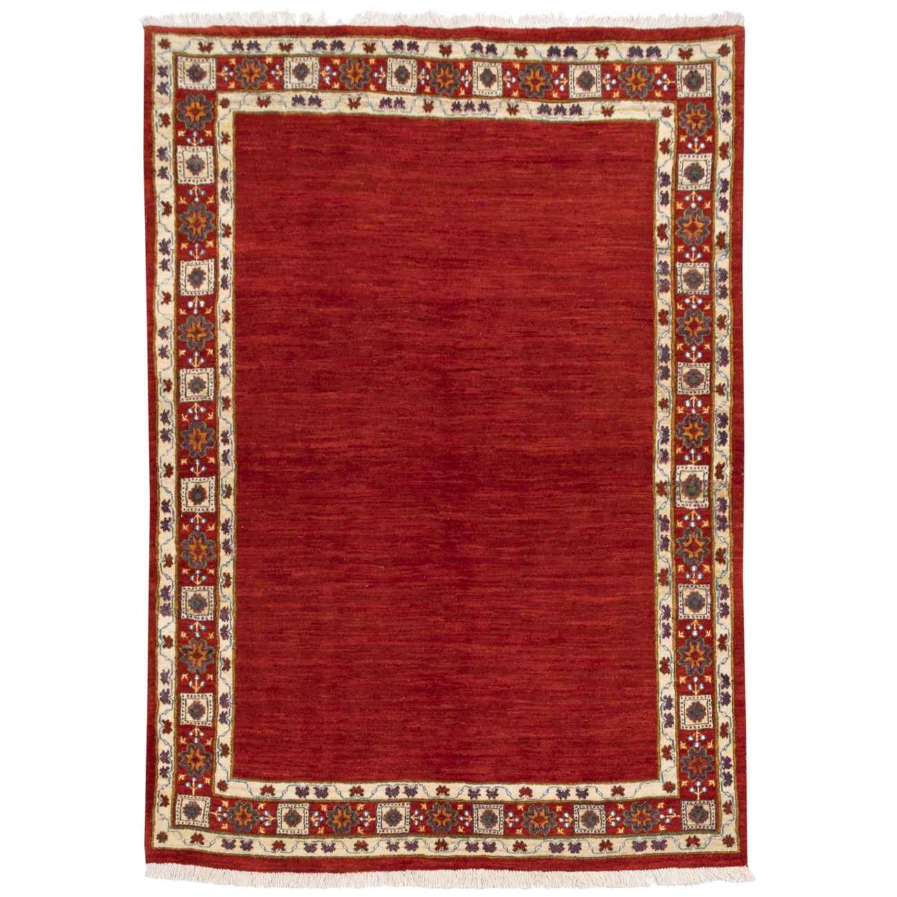 Tapis Gabbeh Persan en laine tissé à la main dans le Fars, floral et bordé