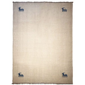 Tapis Gabbeh persan en laine tissé à la main en Shiraz motifs animaliers crème