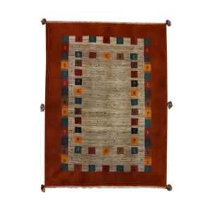 Tapis Gabbeh persan en laine tissé à la main en Shiraz bordé bordeaux