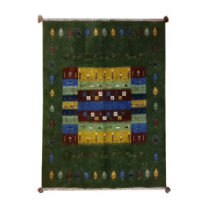 Tapis Gabbeh persan en laine tissé à la main en Shiraz motifs d’arbres verts