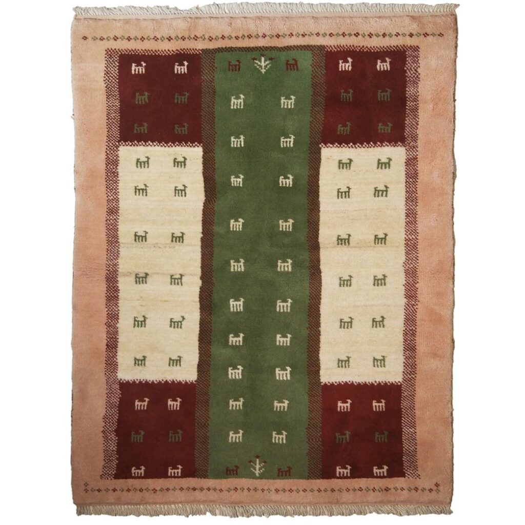 Tapis Gabbeh Kashkuli persan avec laine tissé à la main en Fars motifs animaliers