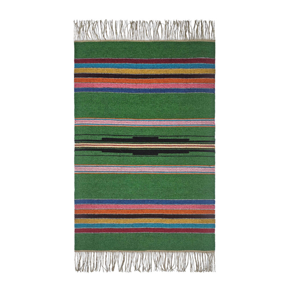 Tapis en laine Kilim persan avec laine tissé à la main en Lorestan rayé vert