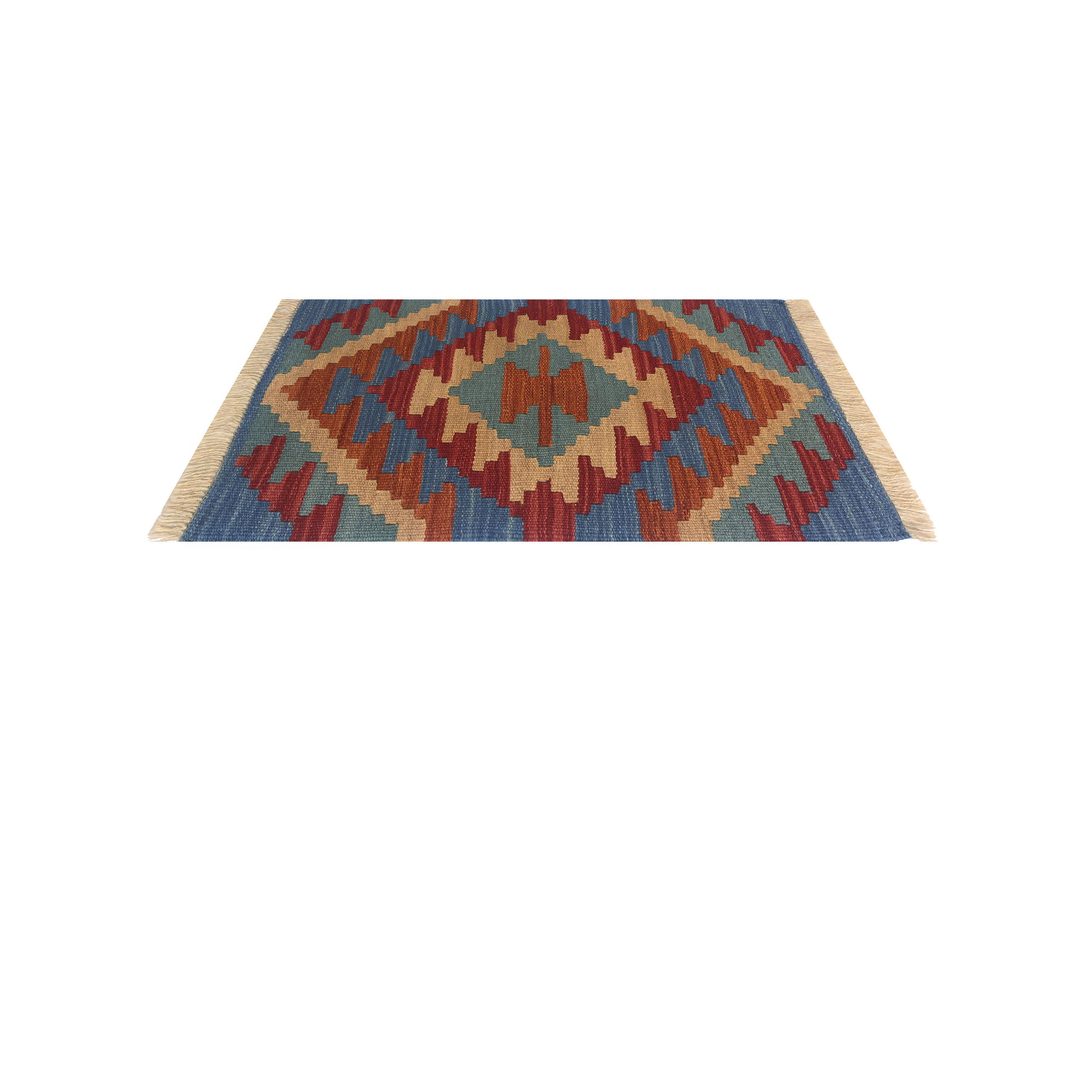 Tapis Kilim Persan en laine tissé à la main à Firuzabad, Qashqai
