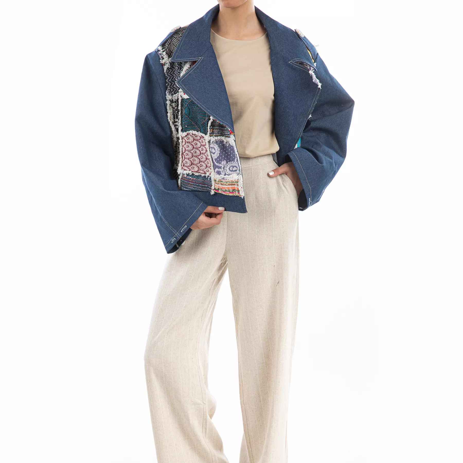 Manto persan coupe ample pour femmes avec design patchwork