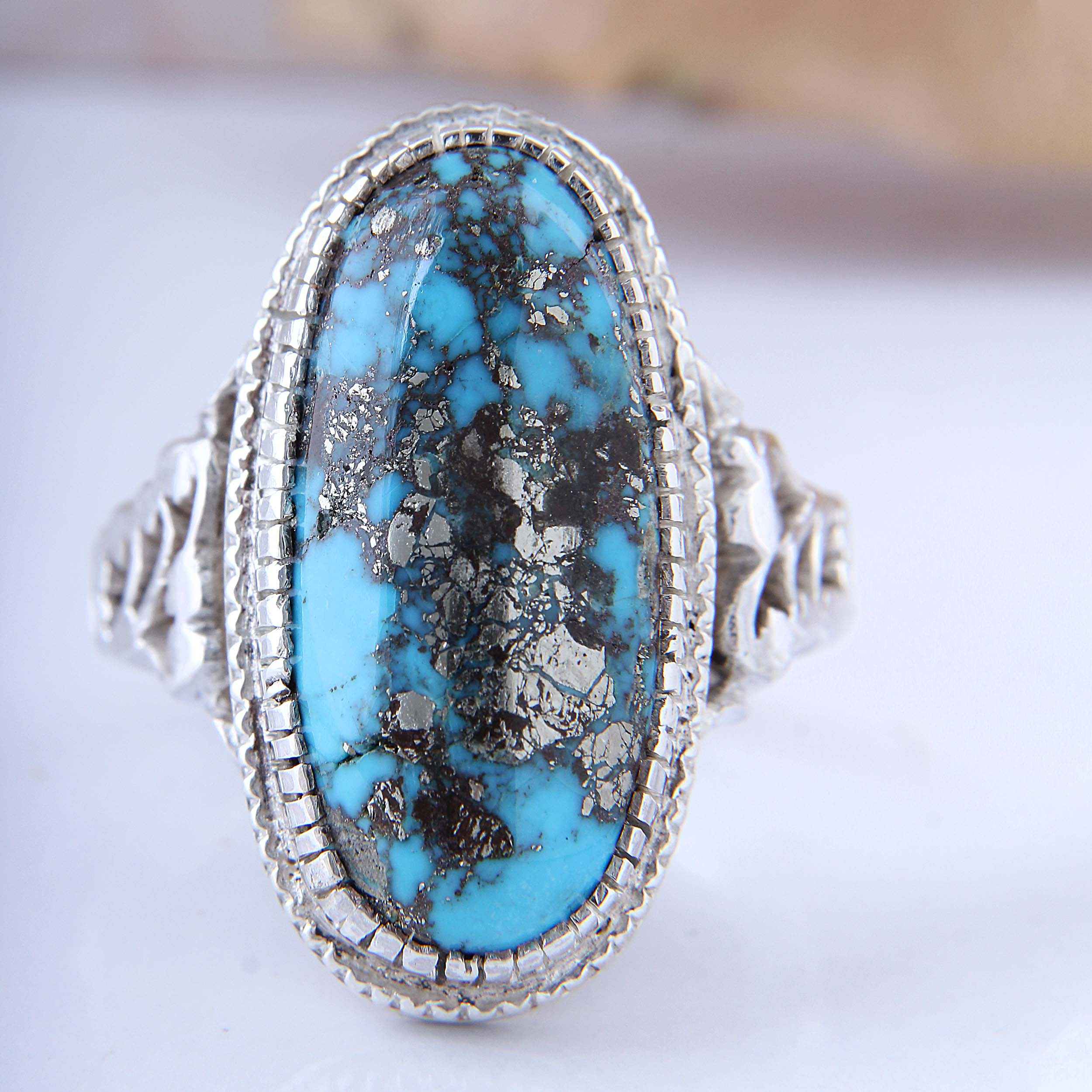 Bague Faite Main pour Homme avec Turquoise de Neyshabur