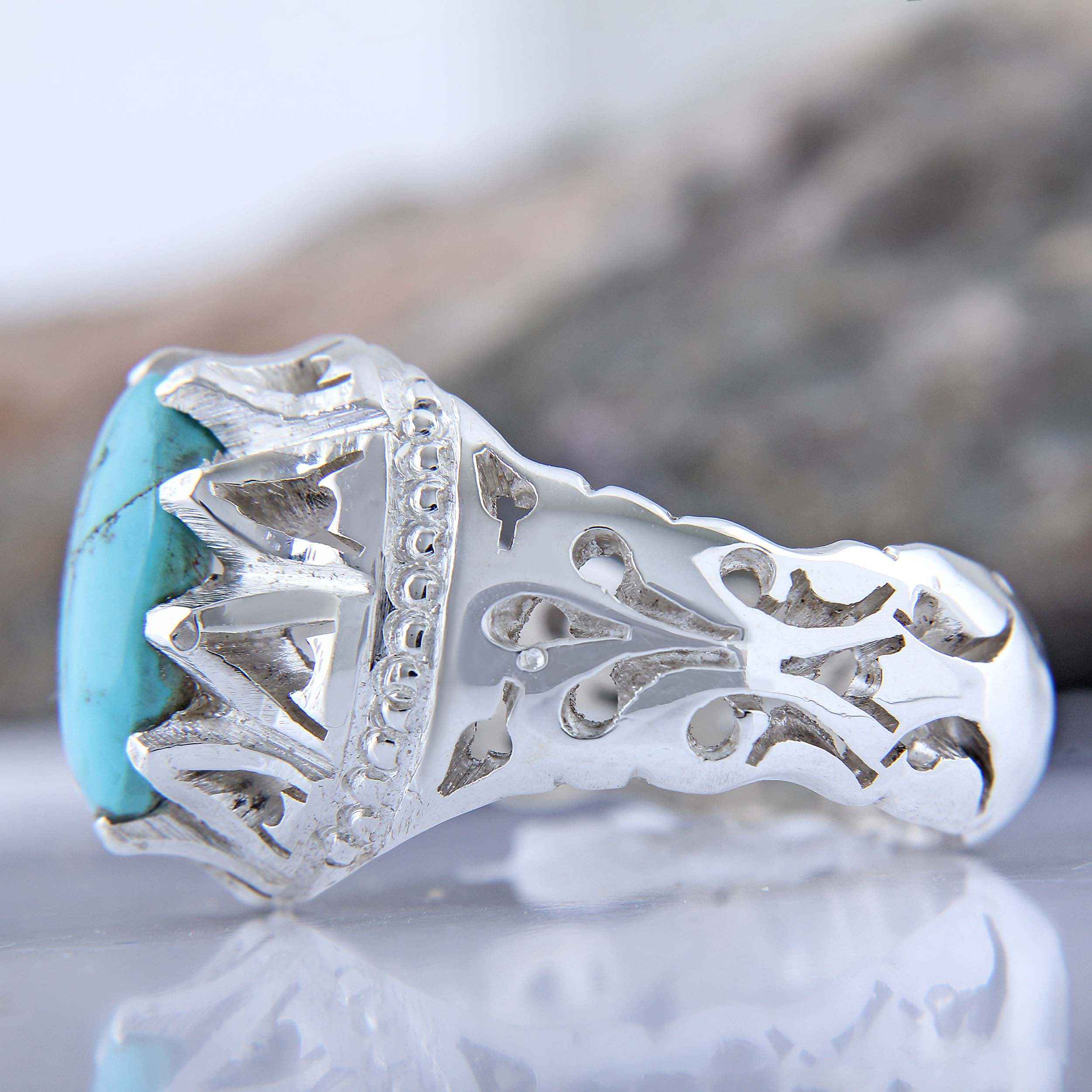 Bague Faite Main pour Homme avec Turquoise de Neyshabur