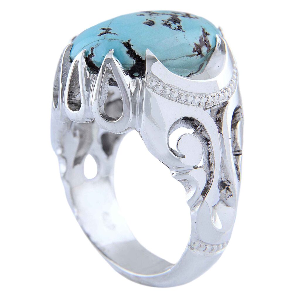 Bague Faite Main AM_4807 pour Homme avec Turquoise de Neyshabur