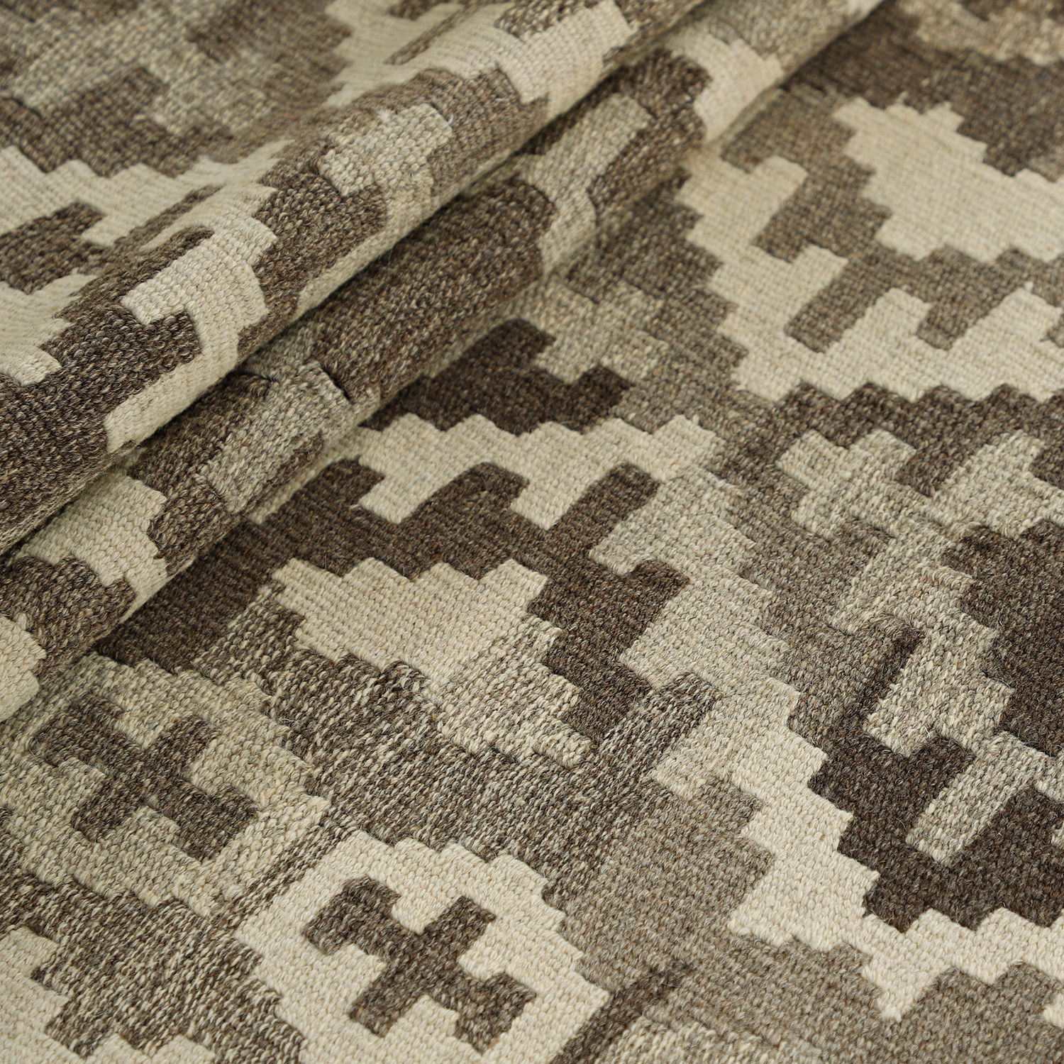 Chemin de Table Tapis Persan Tissé à la Main Style Qashqai Géométrique Blanc