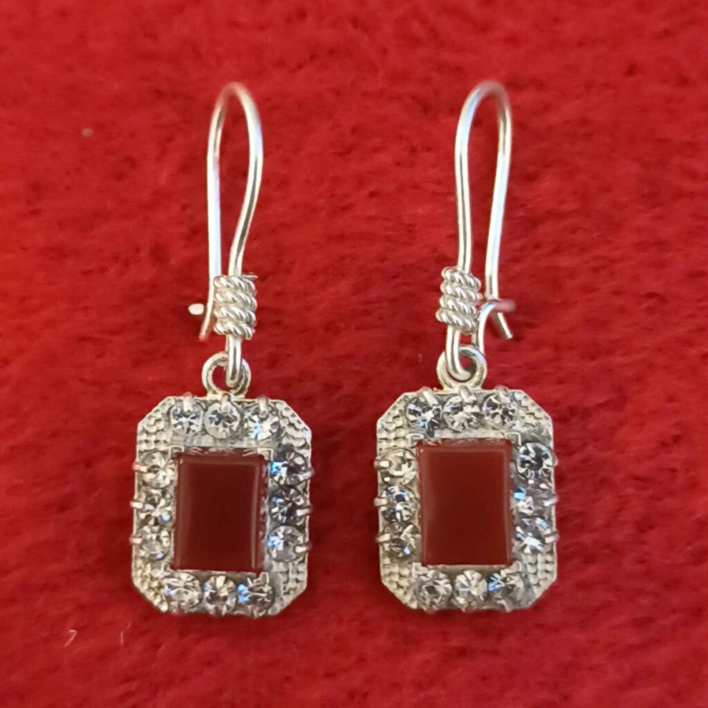 Boucles d'oreilles en argent persan avec Pierre d'Agate
