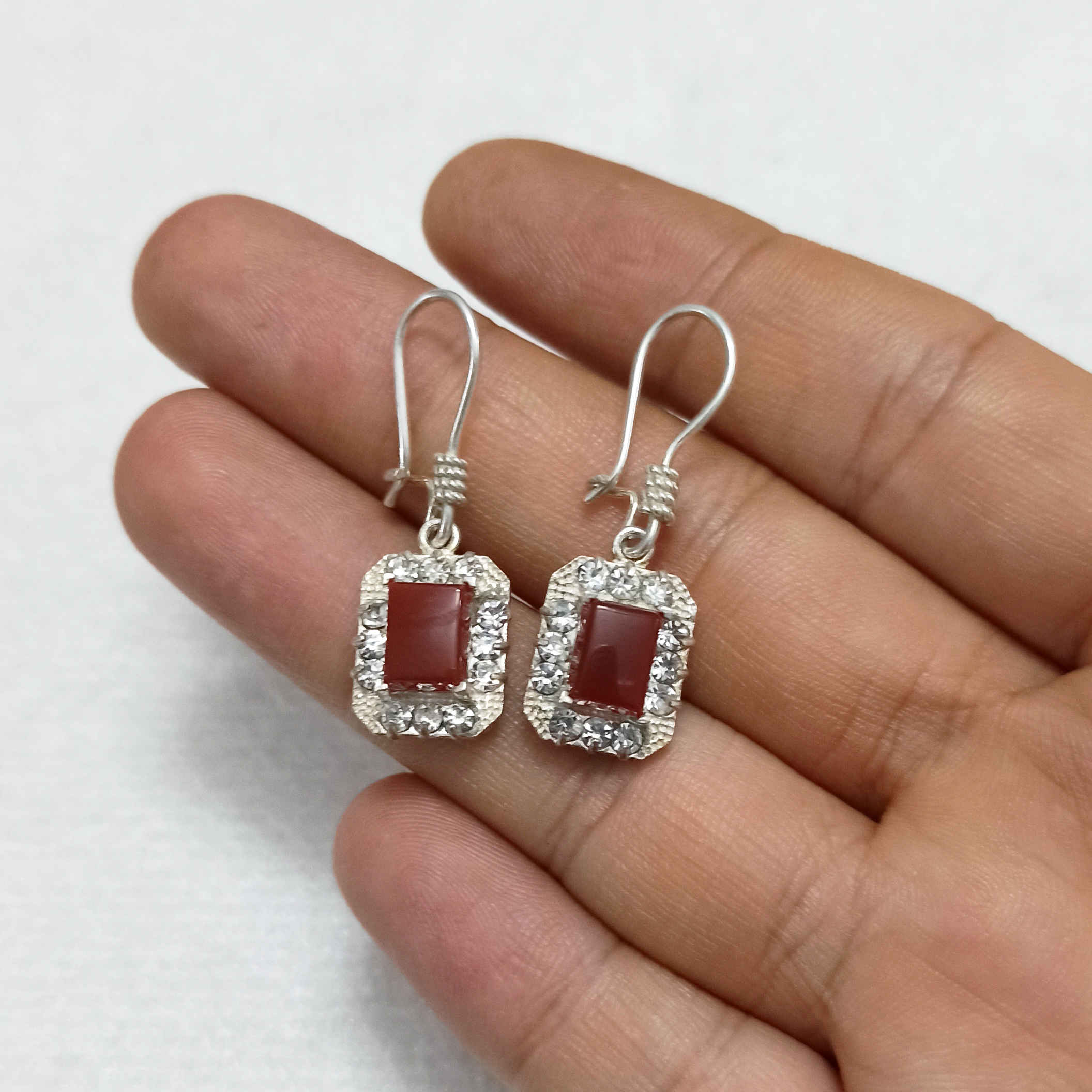 Boucles d’oreilles en argent persan avec Pierre d’Agate