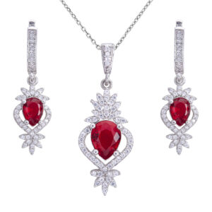 Ensemble de bijoux en argent persan avec pierre précieuse rubis pour femmes Amilis