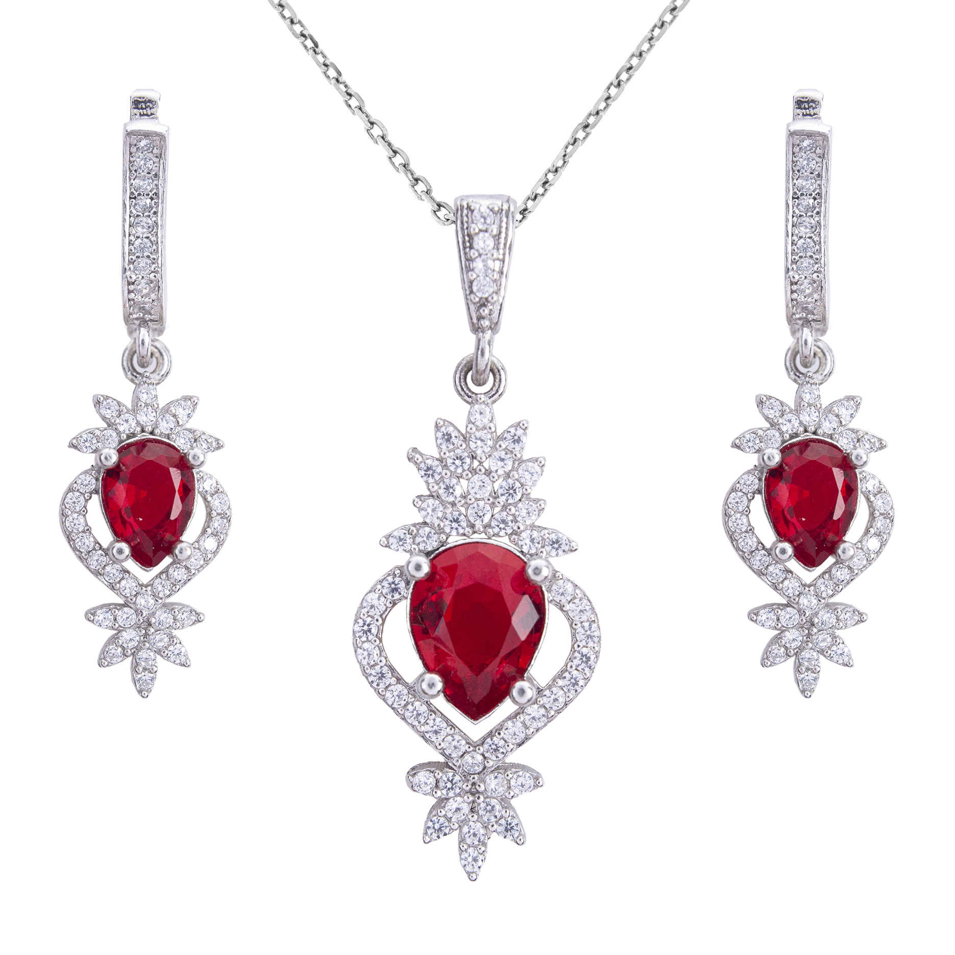 Ensemble de bijoux en argent persan avec pierre précieuse rubis pour femmes Amilis