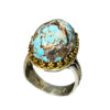 Bague Modèle Firouz en Argent Persan avec Turquoise de Neyshabur pour Homme