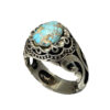Bague Modèle Negin en Argent Persan avec Turquoise de Neyshabur pour Homme