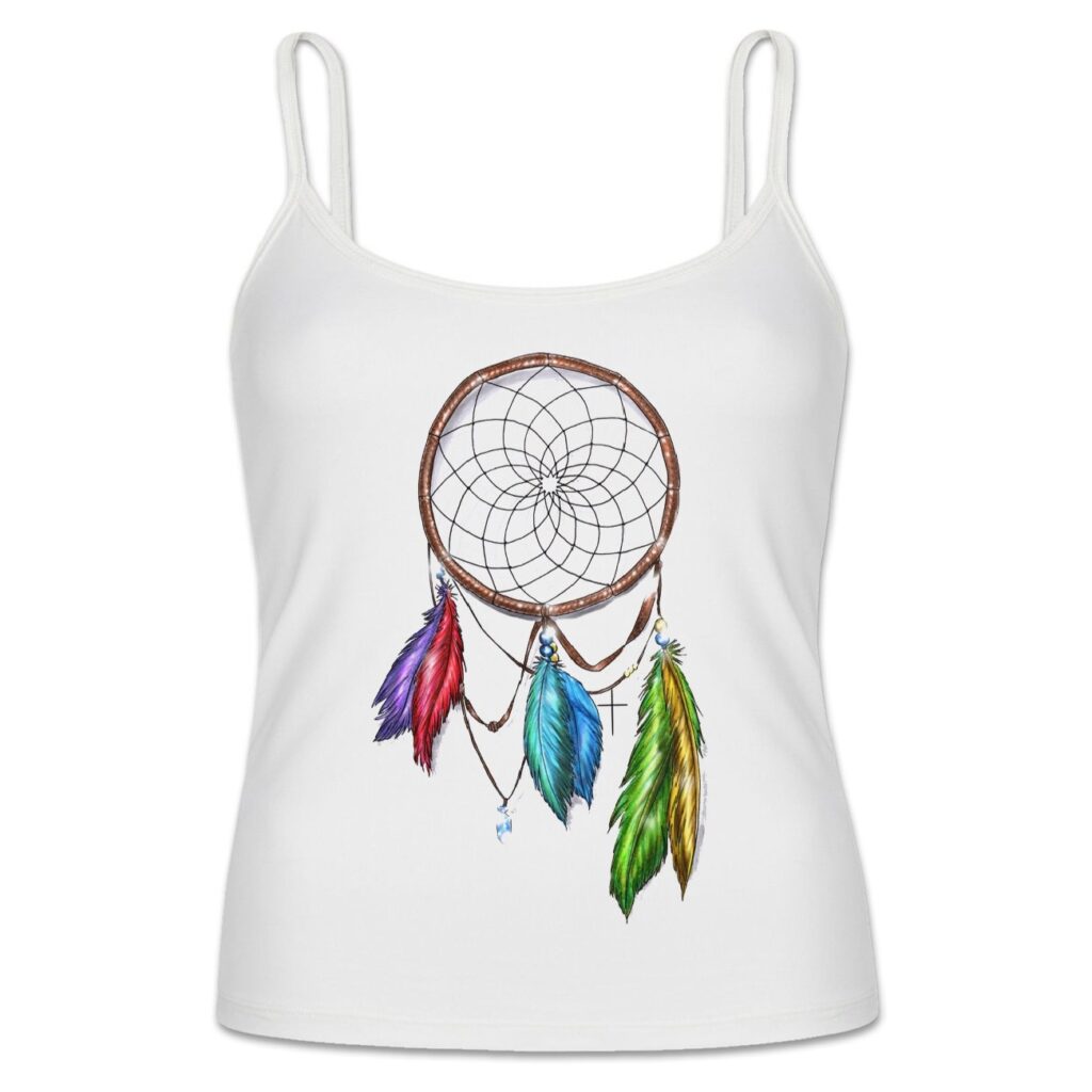Top débardeur style persan avec bretelles et design attrape-rêves