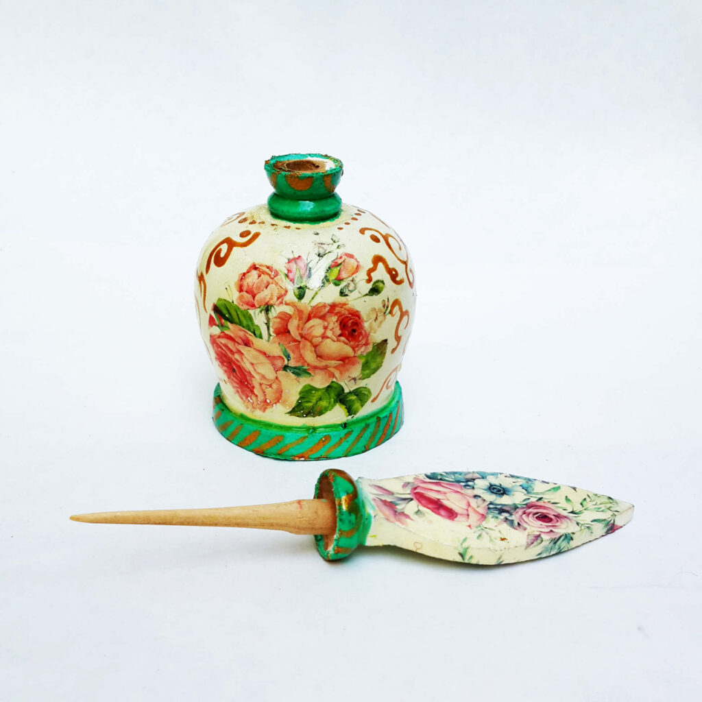 Persan Surma Dani en Bois pour Garder le Kohl Floral Vert (x2)