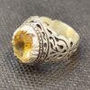 Bague en Citrine Jaune Persane en Argent pour Homme Modèle Ashk
