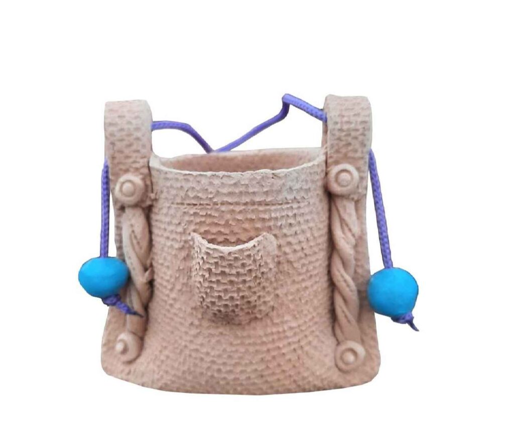 Porte-pinceaux de maquillage en poterie fait main dans le design de sac en toile (x2)esign (x2)