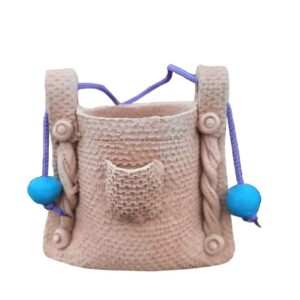 Porte-pinceaux de maquillage en poterie fait main dans le design de sac en toile (x2)esign (x2)