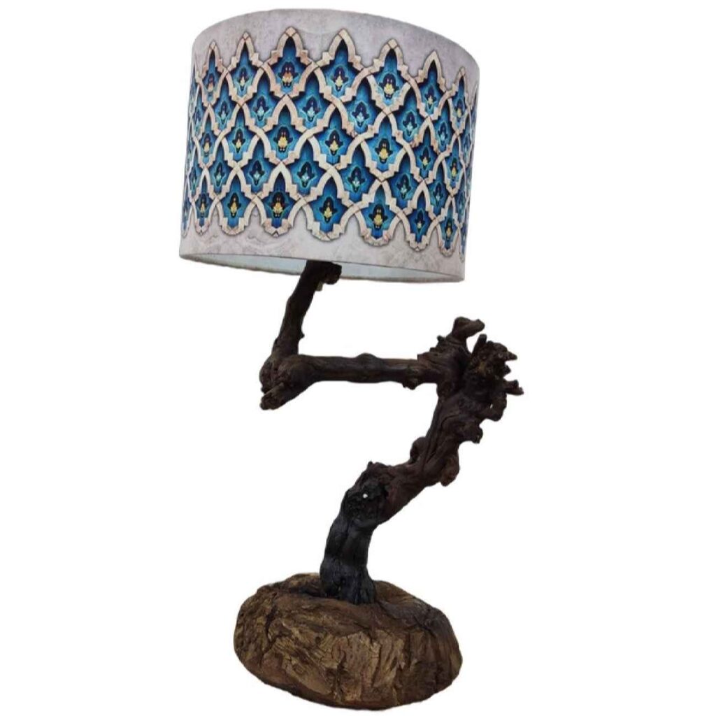 Lampe de table en bois rustique – faite main, style naturel