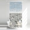 Shower Curtain for Bathroom Decor in Penguins Standing on Ice Floes Design