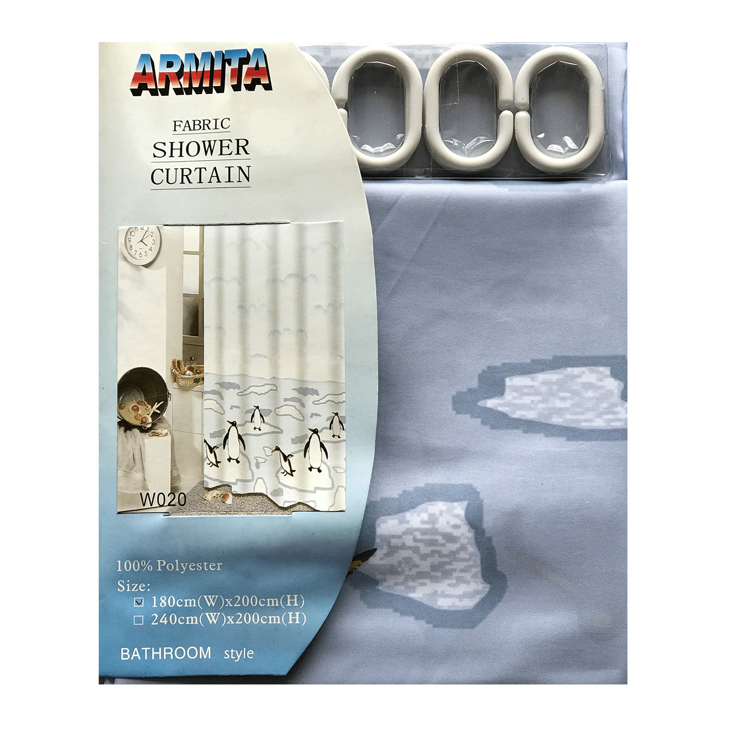 Shower Curtain for Bathroom Decor in Penguins Standing on Ice Floes Design