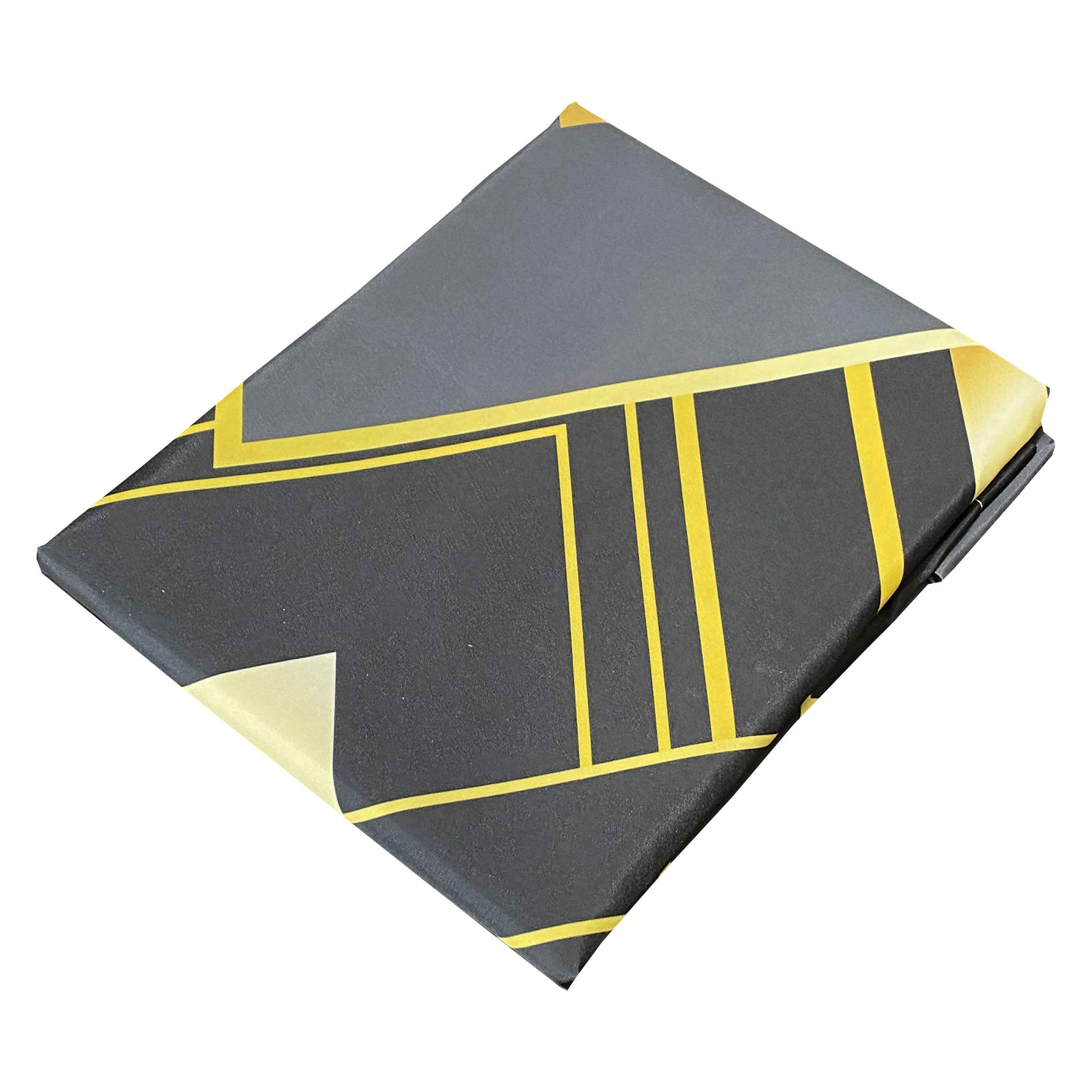 Rideau de douche en polyester pour intimité et retenue d’eau – Motif géométrique noir