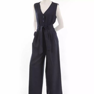 Combinaison palazzo sans manches pour femme avec ceinture pour tenues décontractées et estivales stylées, modèle Tanaz