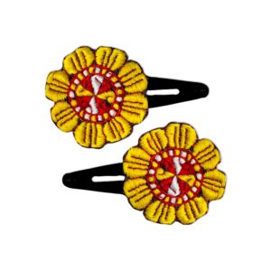 Set de Pinces à Cheveux à Clip avec Design Brodé à la Main de Fleur