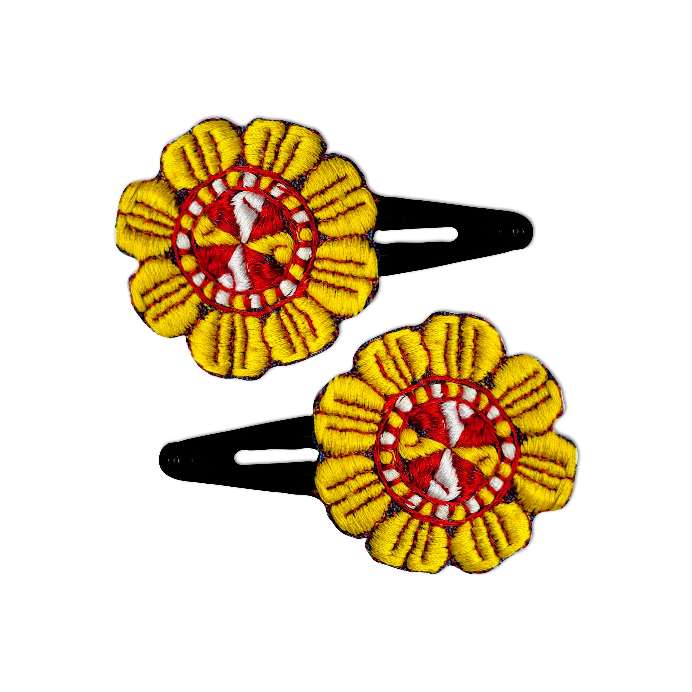 Set de Pinces à Cheveux à Clip avec Design Brodé à la Main de Fleur