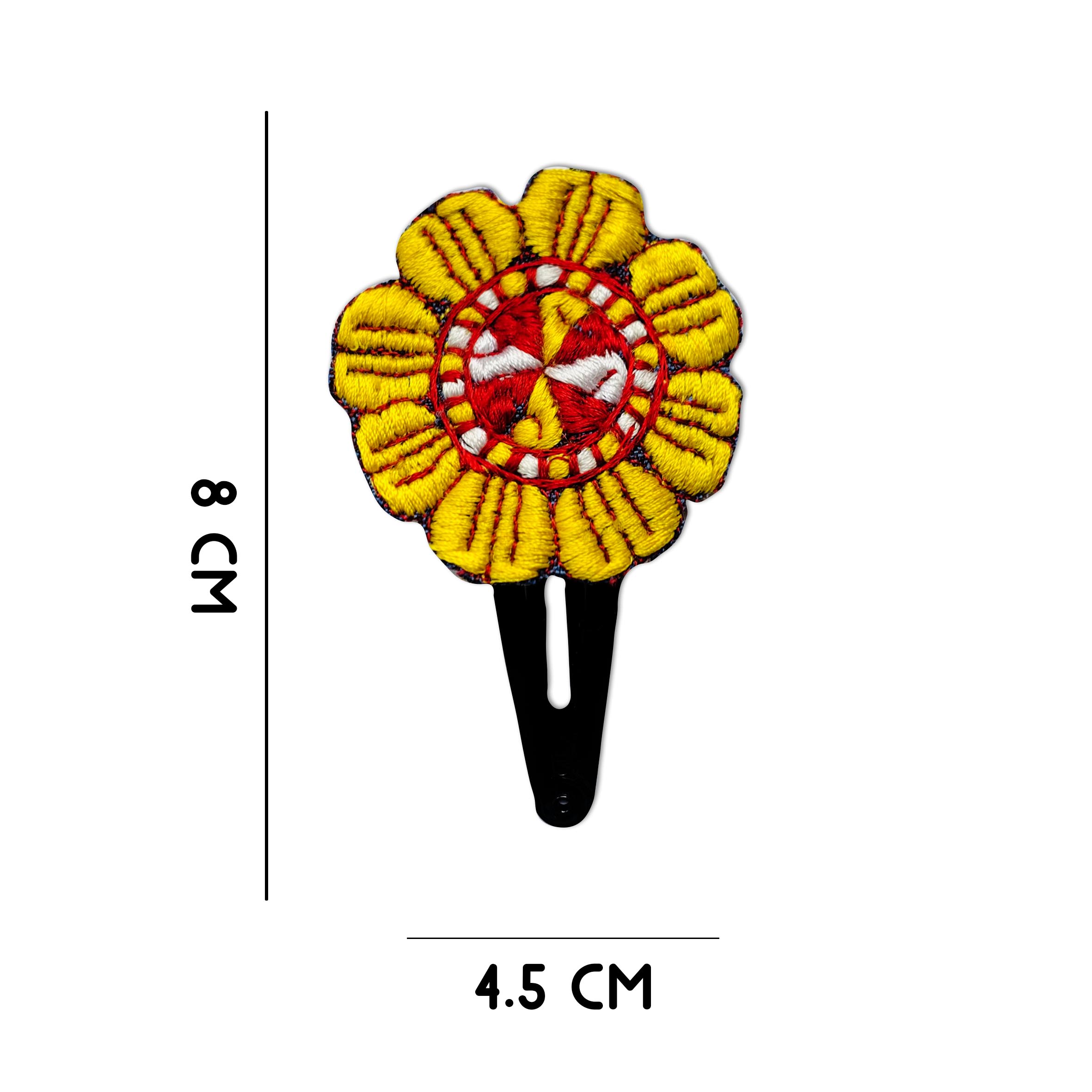 Set de Pinces à Cheveux à Clip avec Design Brodé à la Main de Fleur