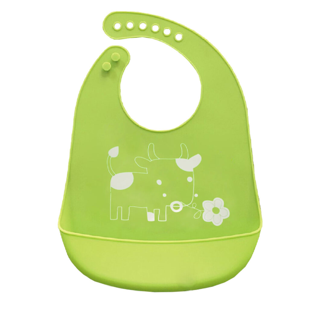 Bavoir Bébé Imperméable en Silicone pour les Repas - Motif Vache