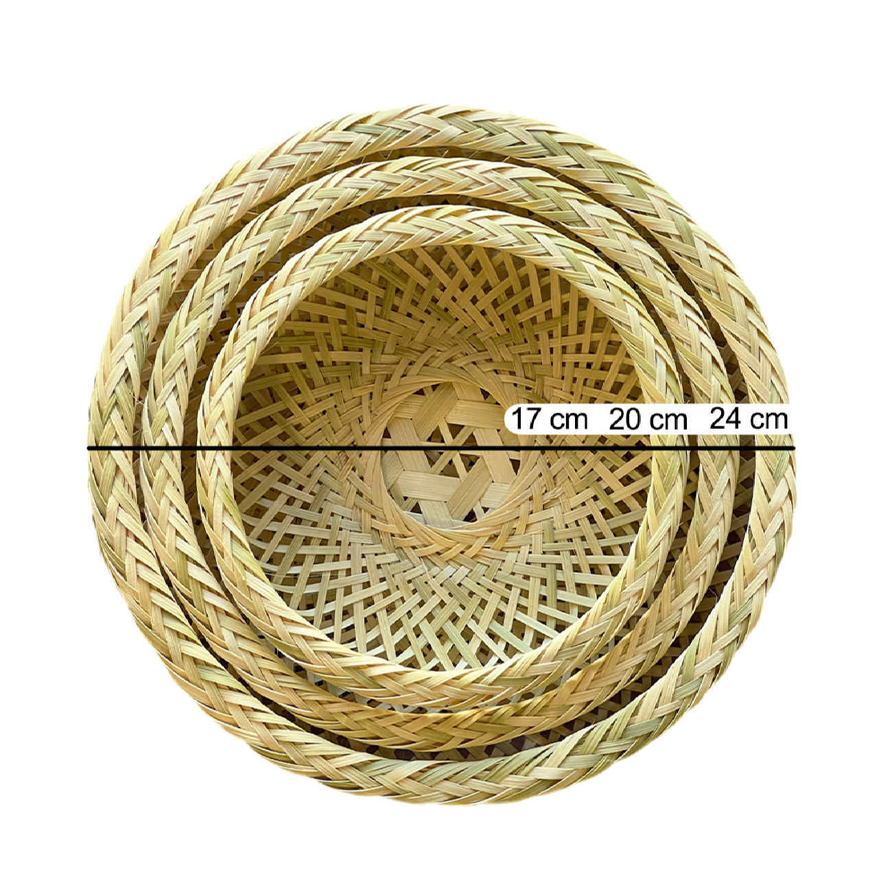 Panier en bambou tissé à la main, modèle Circle, ensemble de 3
