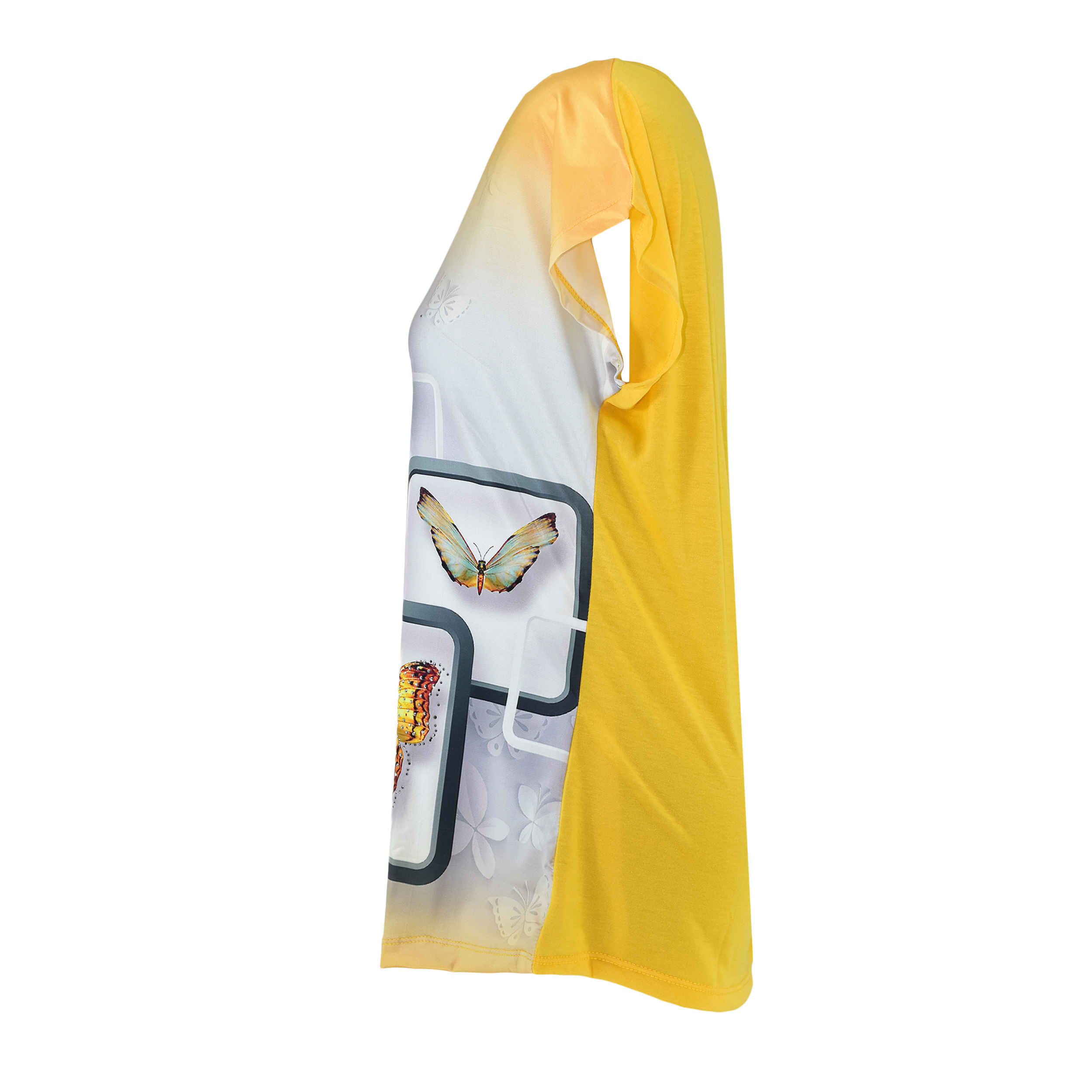 Chemise à manches courtes en coton pour femmes avec design papillon