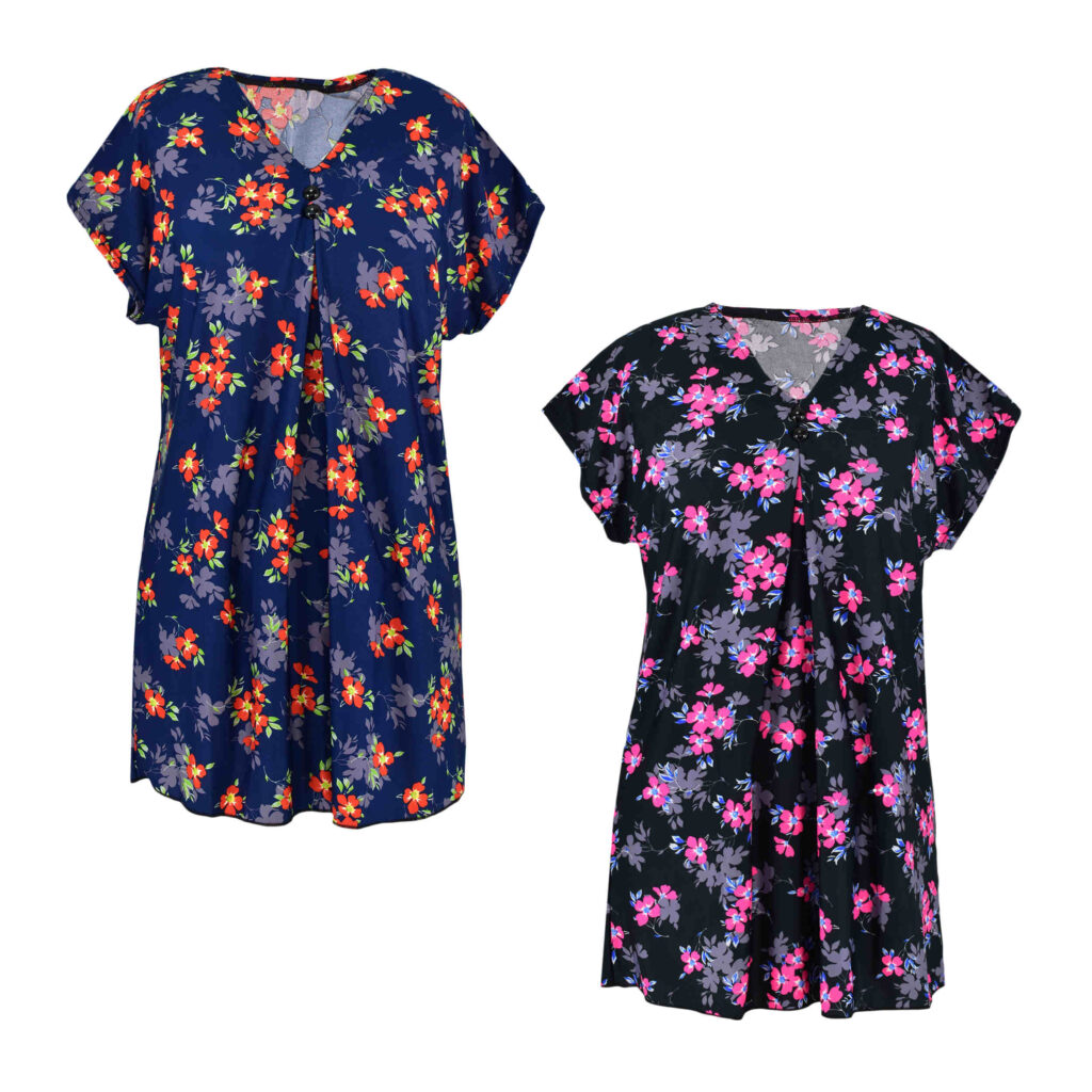 Chemise à manches courtes pour femmes avec design floral, ensemble de 2
