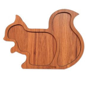 Plateau en bois MDF en forme d’écureuil (lot de 2) – Ludique et pratique