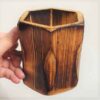 Porte-pinceaux de maquillage en bois Cup fait main en bois naturel