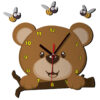 Horloge Murale en Bois pour Chambre d'Enfant avec Design de Bear Care