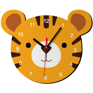 Horloge Murale en Bois pour Chambre d’Enfant avec Design de Tigre Mignon