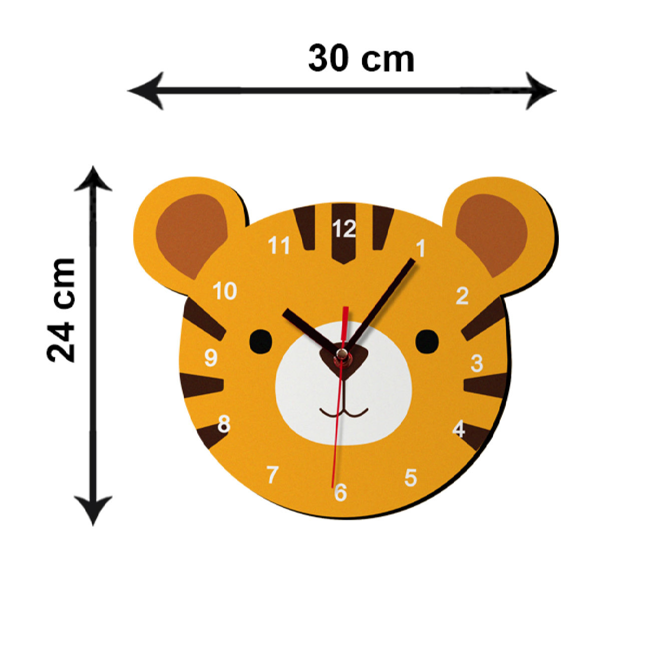 Horloge Murale en Bois pour Chambre d’Enfant avec Design de Tigre Mignon