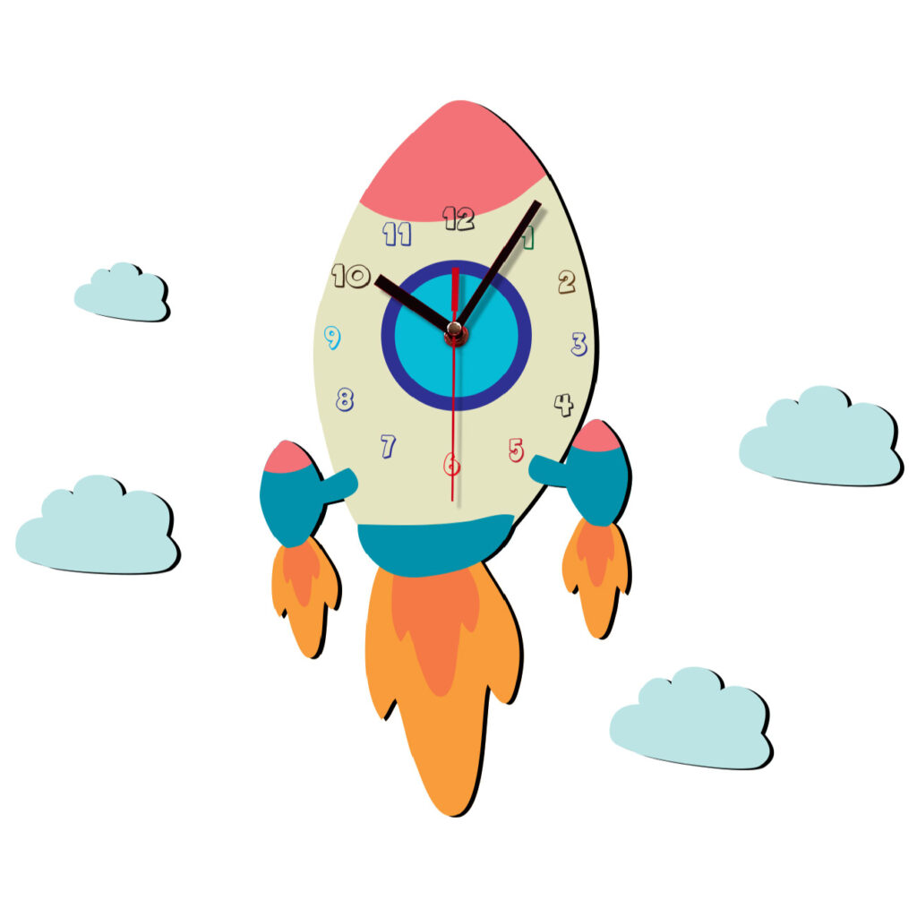 Horloge Murale en Bois pour Chambre d'Enfant avec Design de Jet