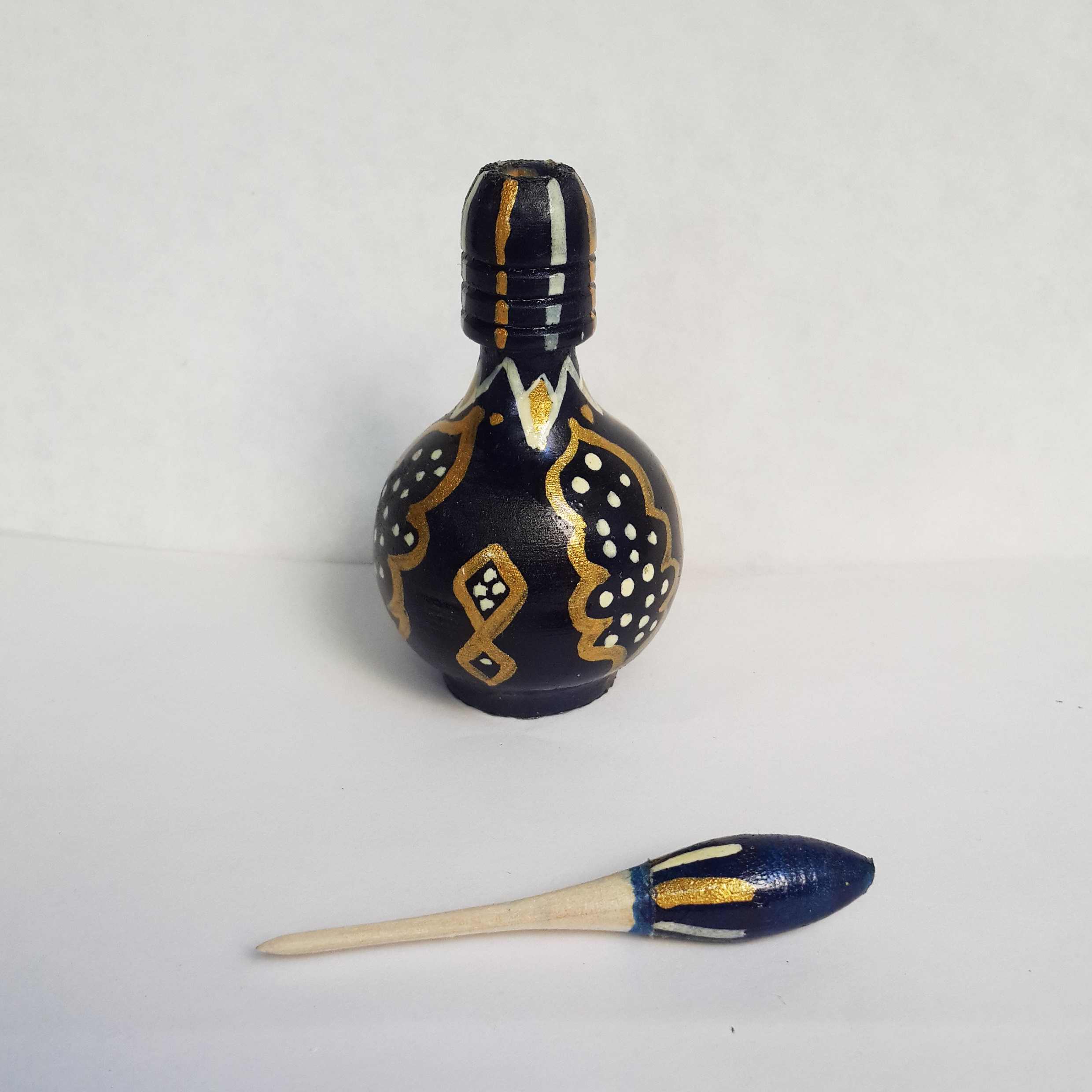 Porte-Kohl Persan Surma Dani en Bois Traditionnel Bleu Marine (x2)