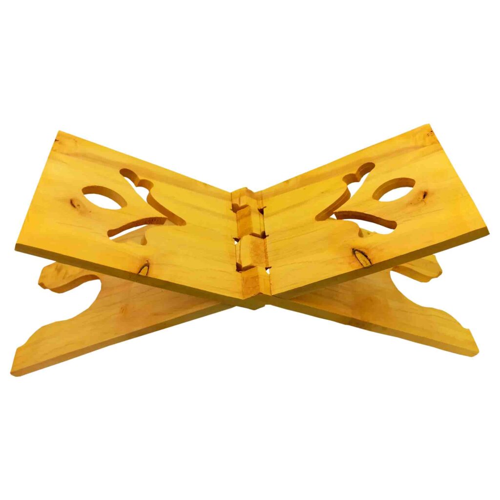 Support Rehal en bois pliable pour le Coran avec design de tulipe