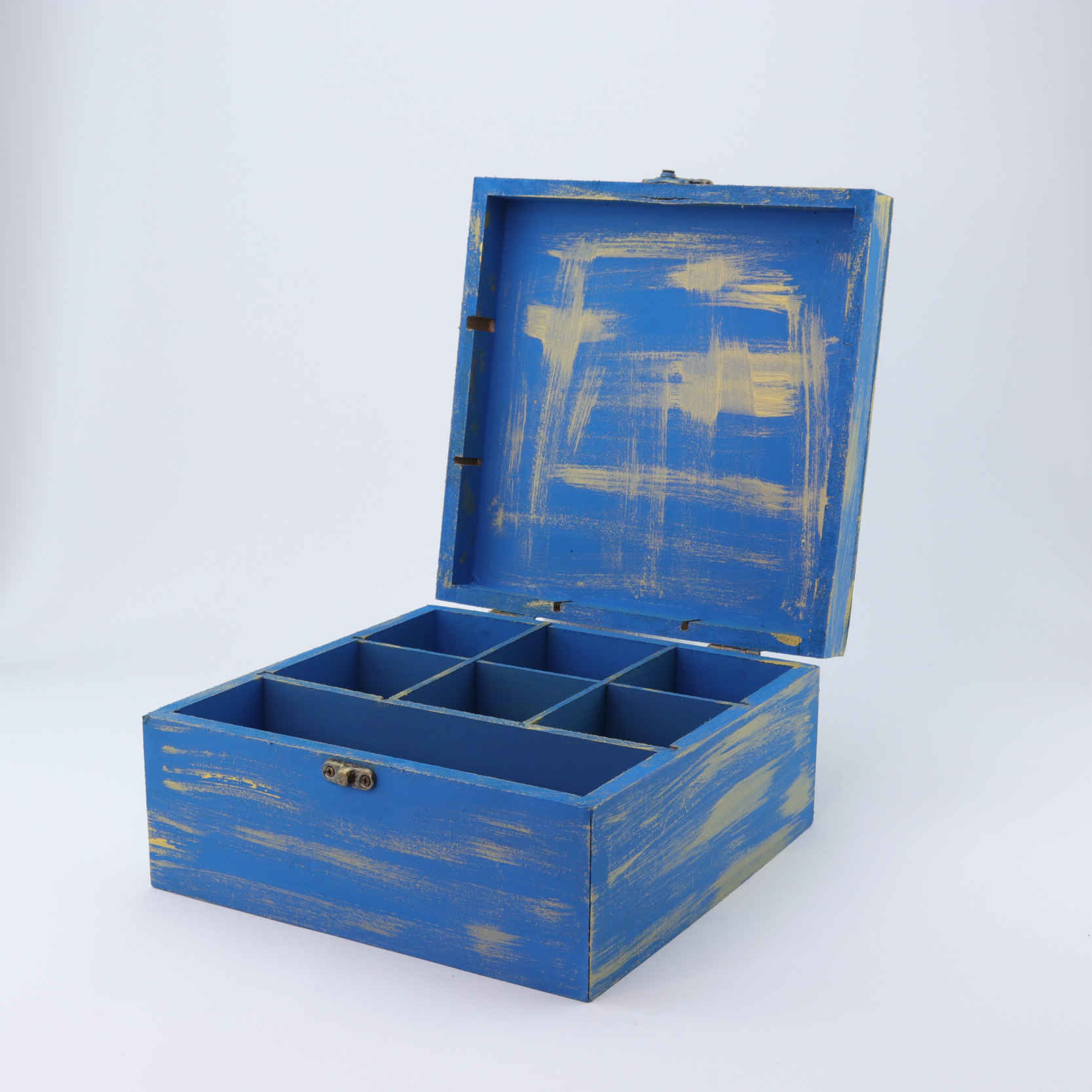 Boîte organisatrice en bois pour sachets de thé avec design carte du monde