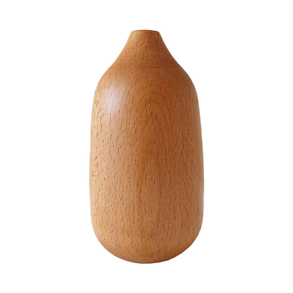 Vase à bourgeons décoratif en bois fait main – Style minimaliste et rustique, couleur marron.