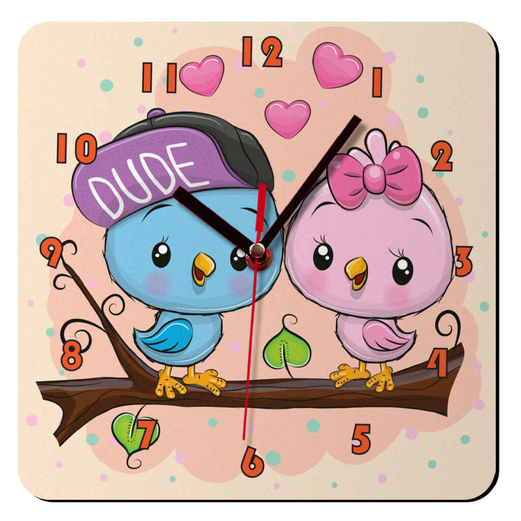 Horloge Murale en Bois pour Chambre d'Enfant Modèle Hiboux Bébé