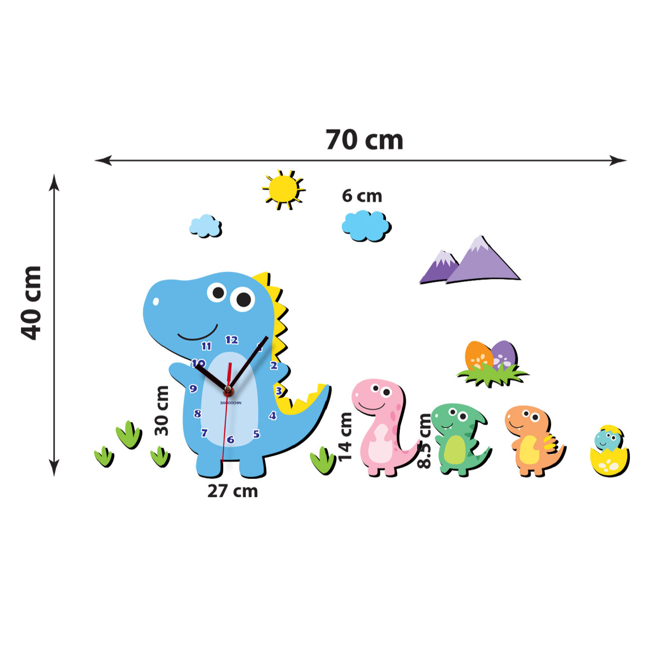Horloge Murale en Bois pour Chambre d’Enfant Modèle Dinosaure